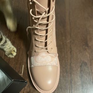 Coach mesh pink boots